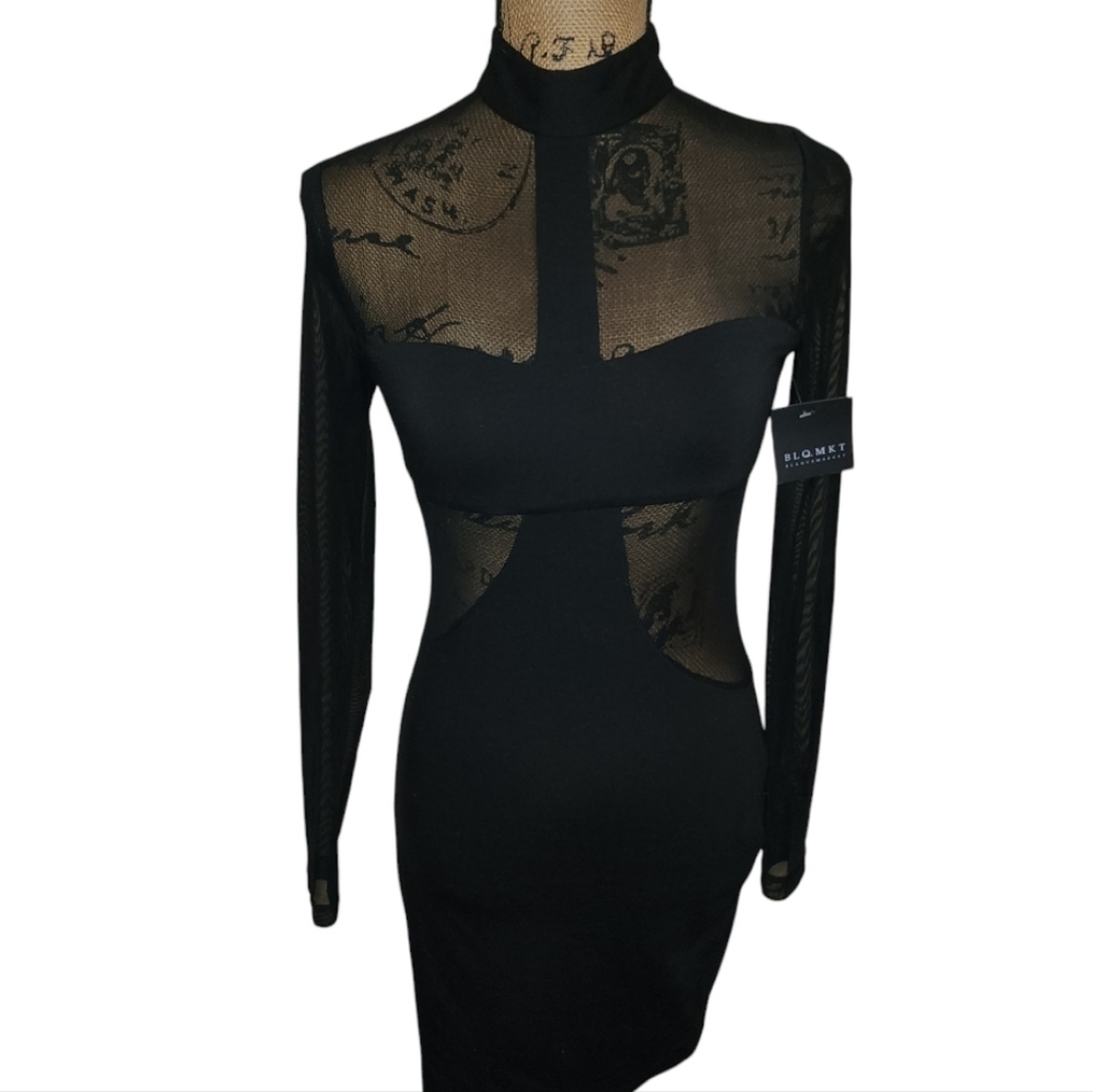 Blaque Market Black High Neck Mesh Dress  SMALL Coquette Girl EDM Soft Girl NWT